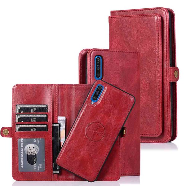 Samsung Galaxy A50 - Elegant dobbel lommebokdeksel Röd