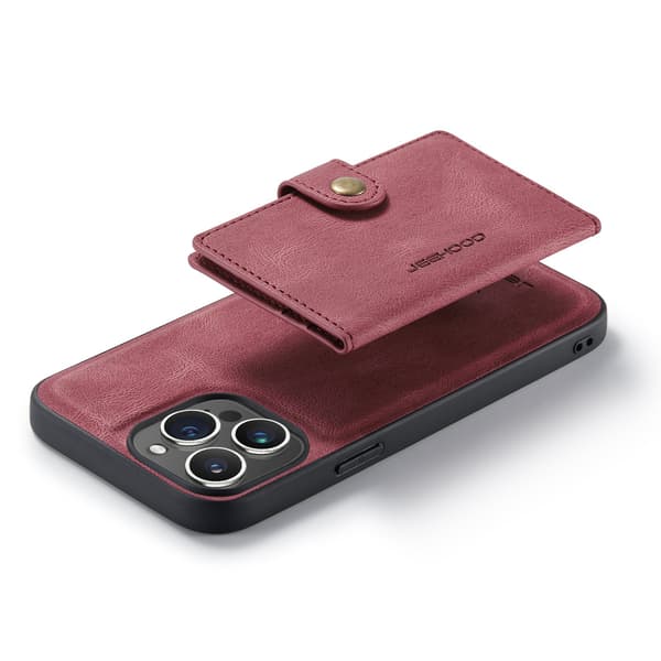iPhone 15 pro max Skal med kortfack som är magnetiskt red