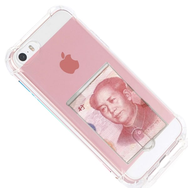Suojakuori korttilokerolla - iPhone 5/5S/5SE Transparent/Genomskinlig