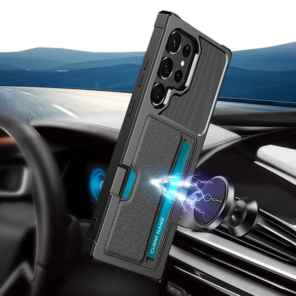 Samsung Galaxy S23 Ultra Wallet Case - Plats för 2 Kort Svart