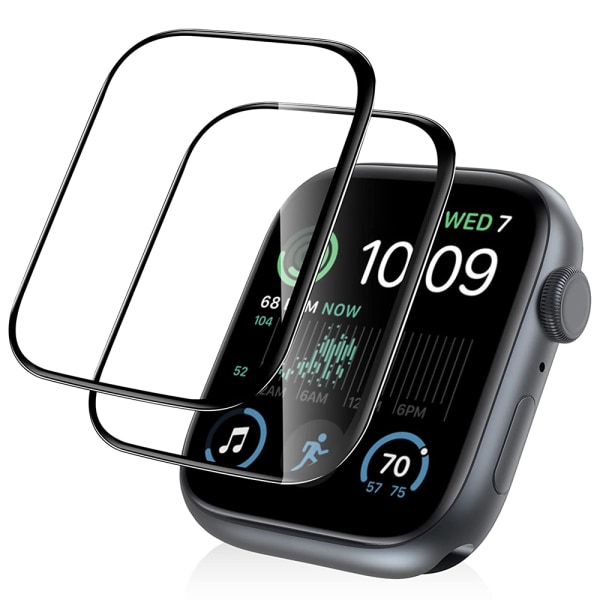 Apple Watch Series 7/8 41/45mm Skærmbeskytter PET Sort ramme (2-pak) Transparent