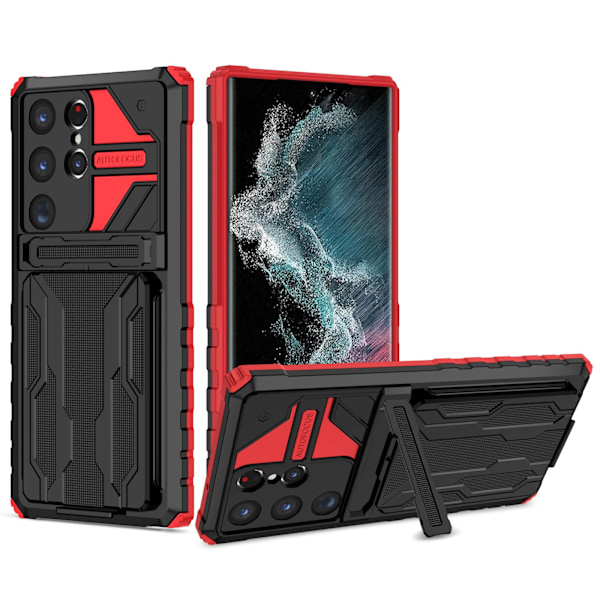 Galaxy S23 Ultra Wallet Case - Perfekt Skydd och Funktion i Ett Röd