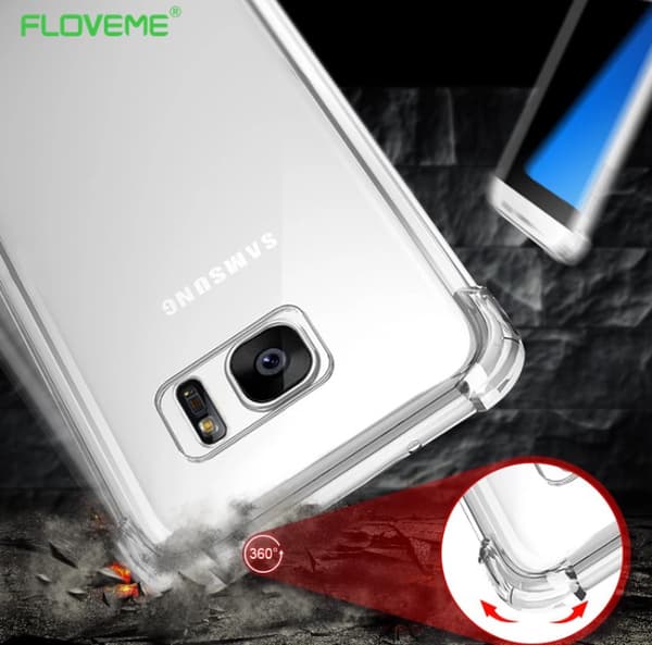 Praktiskt silikonskal med extra tjocka hörn för GALAXY S7 EDGE Blå