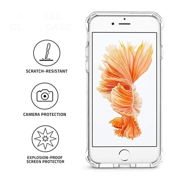 Käytännöllinen silikonisuojakuori (FLOVEME) - iPhone 8 Plus Transparent/Genomskinlig