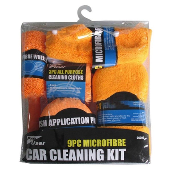 Effektivt 9-pack mikrofiber rengjøringssett for kjøretøy Orange
