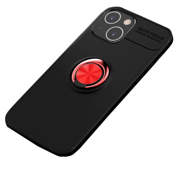 Glatt deksel med ringholder - iPhone 13 Mini Svart/Röd