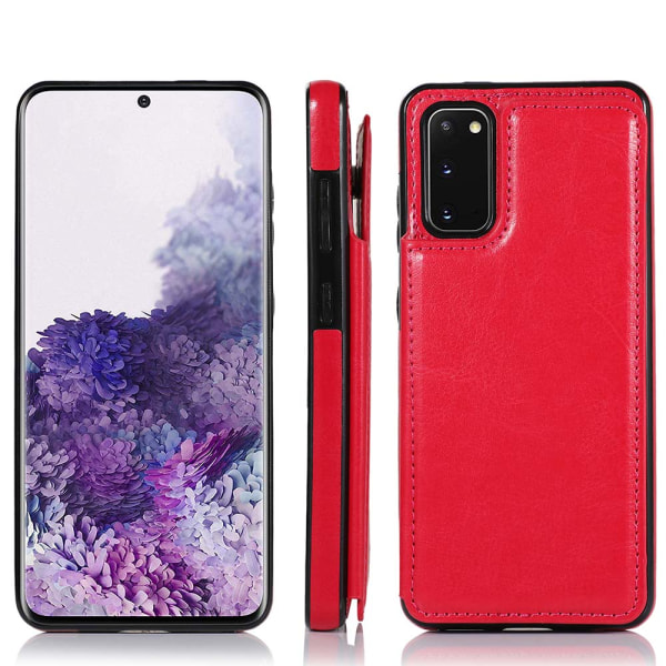 Professionellt Nkobee Skal med Korthållare - Samsung Galaxy S20 Röd