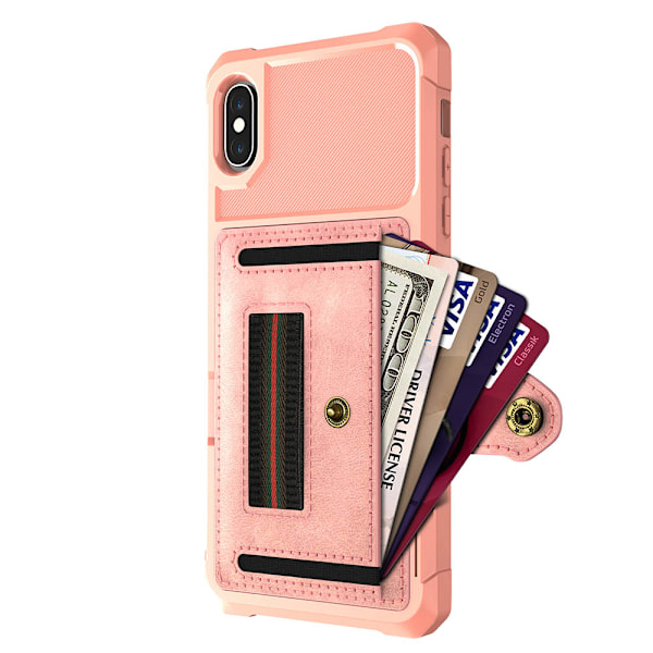 iPhone XS Max - Genomtänkt Skal med Korthållare Röd