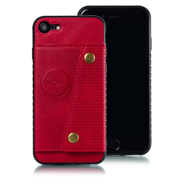 Kraftig deksel med kortholder - iPhone 7 Röd
