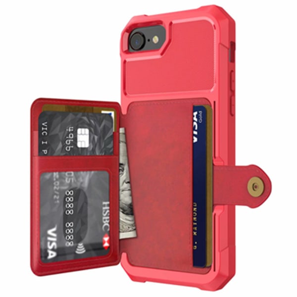 Glatt beskyttelsesdeksel med kortrom - iPhone SE 2020 Röd