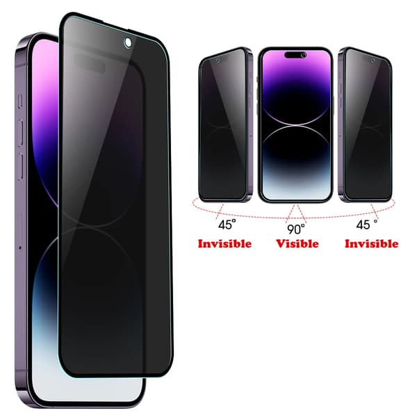 Skærmbeskyttelse 2.5D Black Spy til iPhone 15 Pro