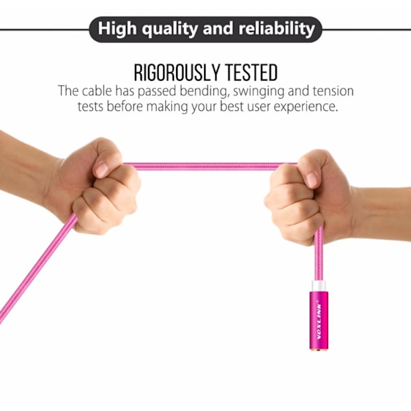 AUX-förlängningskabel 3,5mm/3 meter (Ljudkabel) VOXLINK Rosa