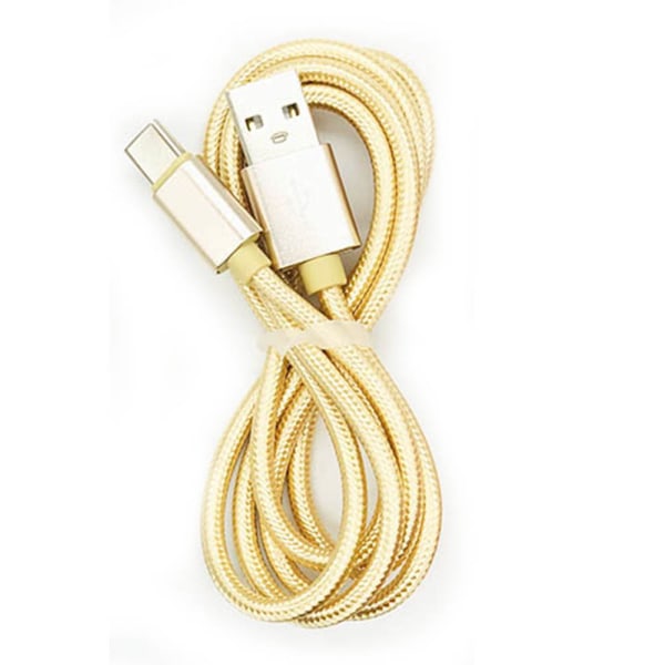 200 cm USB-C (Type-C) Hurtiglader (Shameproof i vevd nylon) Guld