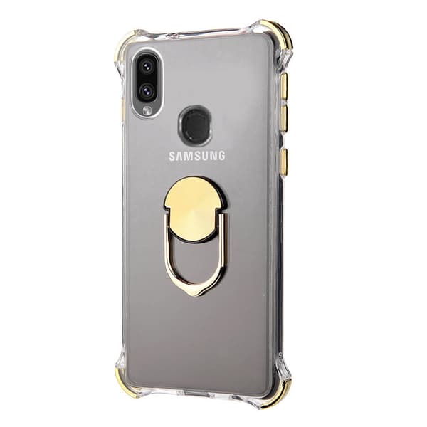 Robust Silikonskal med Ringhållare - Samsung Galaxy A40 Röd Röd