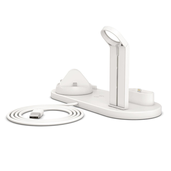 Praktiskt 3-1 Laddnings Station Type-C, Mikro USB, Lightning Vit