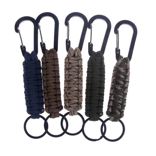 Paracord Överlevnads-Nyckelring med Karbinhake Kamouflage Grön
