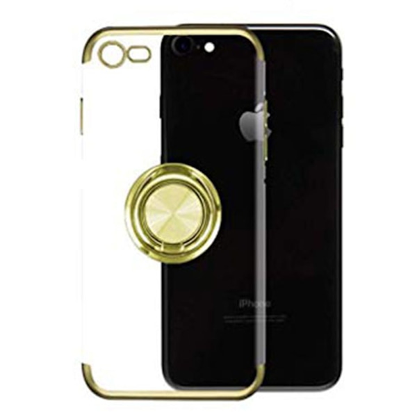 Stötdämpande Silikonskal med Ringhållare - iPhone 7 Guld