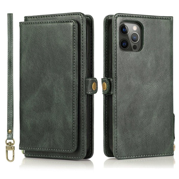 Glatt 2 i 1 lommebokdeksel - iPhone 12 Pro Mörkgrön