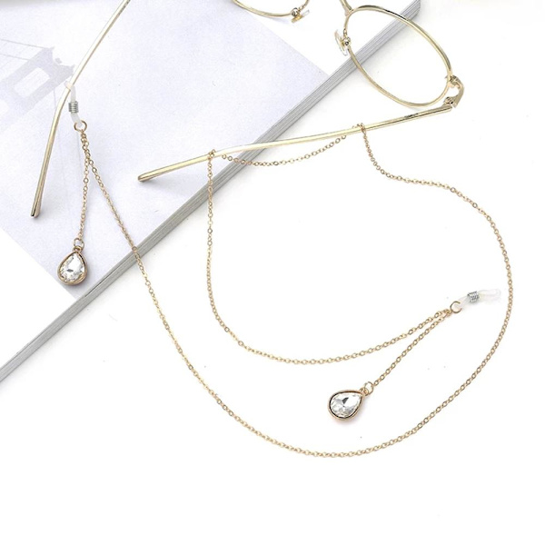Smidigt Elegant Kristall Vattendroppe Glas�gon Kedja Guld