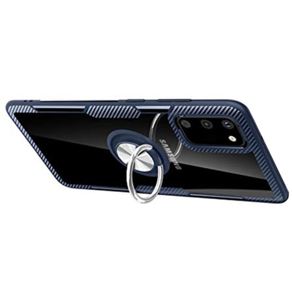 Samsung Galaxy S20 - Professionellt Leman Skal med Ringhållare Marinblå/Silver