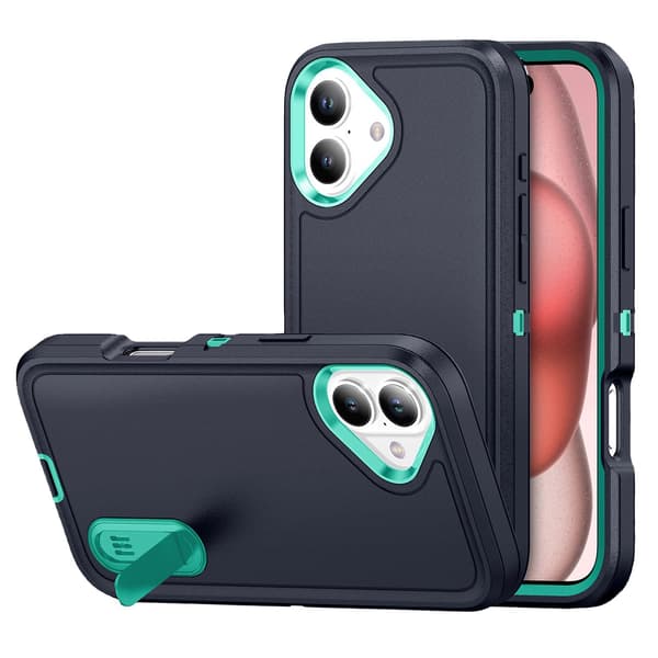 iPhone 16  Skal med kickstand & militärskydd Grön