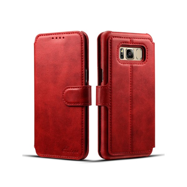 SUTENI - Läderfodral med Plånbok till Samsung Galaxy S8 Ljusbrun