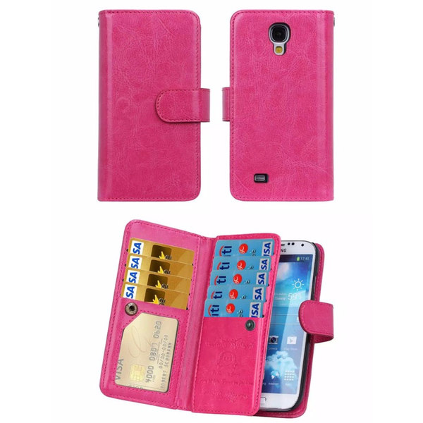Elegant lommebokveske i LÆR til Samsung S5 fra LEMAN Rosa