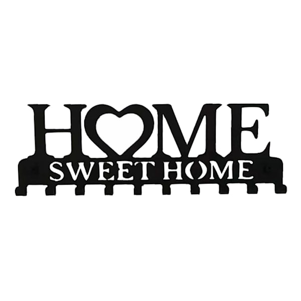 Home Sweet Home Klädhängare Nyckelhängare Vägghängare Svart