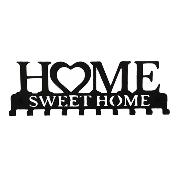 Home Sweet Home Tøjbøjle Nøglebøjle Vægbøjle Svart
