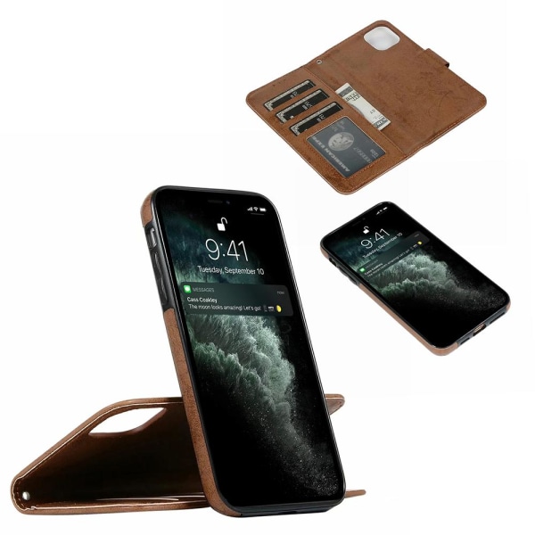 Stilfuldt Dual Function Wallet Cover - iPhone 12 Pro Max Svart