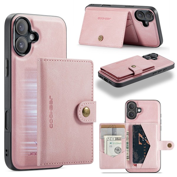 iPhone 16 - Maximalt Skydd och Funktion i Ett - Leman Magnetiskt Kortfacksskal Roséguld