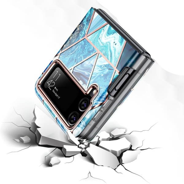 Eksklusivt Marmorcover - Samsung Galaxy Z Flip 4 Blå