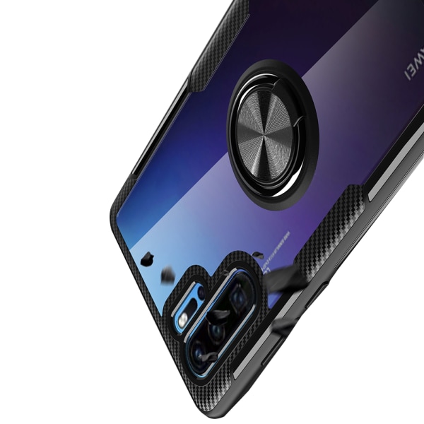 Huawei P30 Pro - Fleksibelt cover med ringholder Blå/Blå