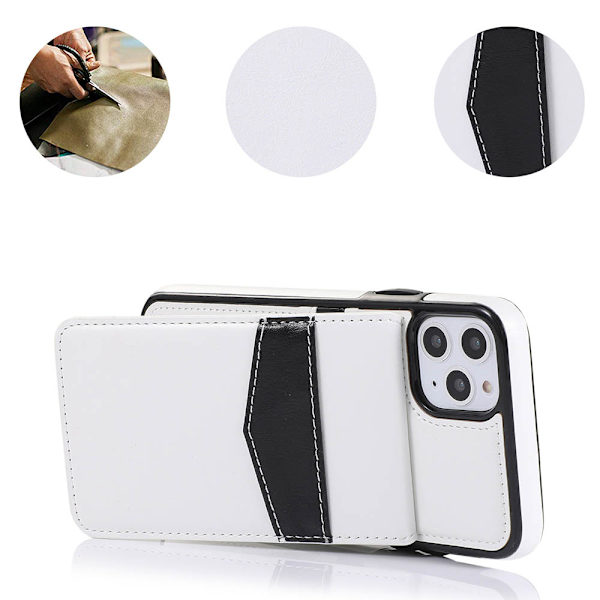 iPhone 11 - Elegant LEMAN Skal med Kortfack Svart