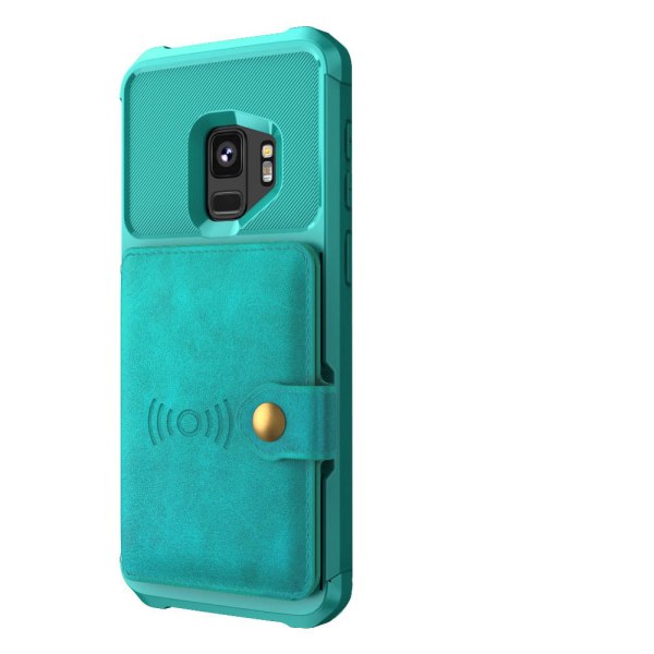 Samsung Galaxy S9 - Skal med Kortfack Grön Grön