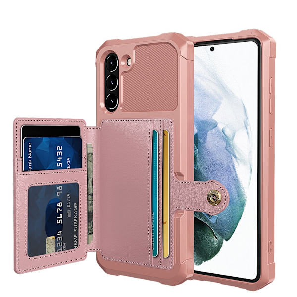 Älykäs ja näppärä kuori korttipaikalla - Samsung Galaxy S21 FE Röd