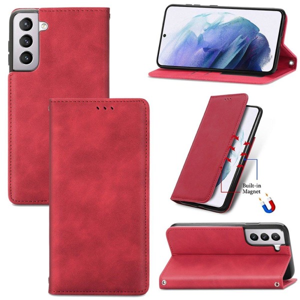 Stilig praktisk lommebokdeksel - Samsung Galaxy S21 Plus Röd