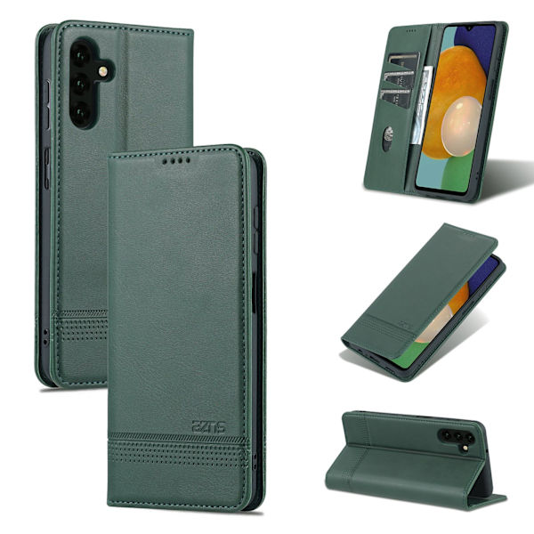 Samsung A14 5G- Plånboksfodral med 3-kortfack i Flera Färger Dark green