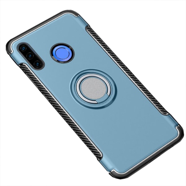 Huawei P30 Lite - Elegant Skyddsskal med Ringhållare Blå