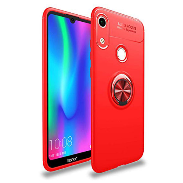 Glat beskyttelsescover med ringholder - Huawei Y6 2019 Röd/Röd