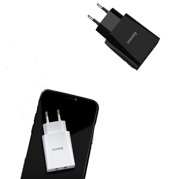 Praktisk Mini Dual USB Vegglader Vit