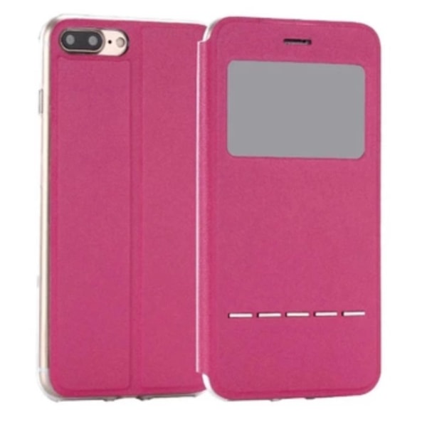 iPhone 8 Plus Tyylikäs Smart Case Window & Answer -toiminto Rosa