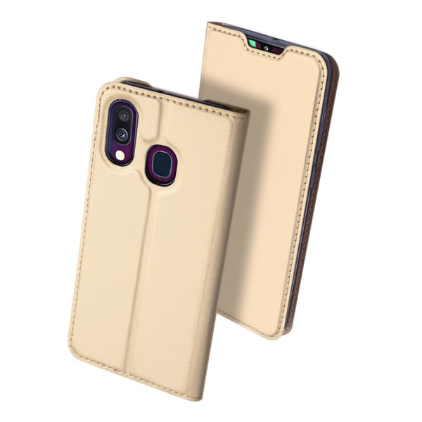 Samsung Galaxy A40 - Elegant Skyddande Plånboksfodral Guld
