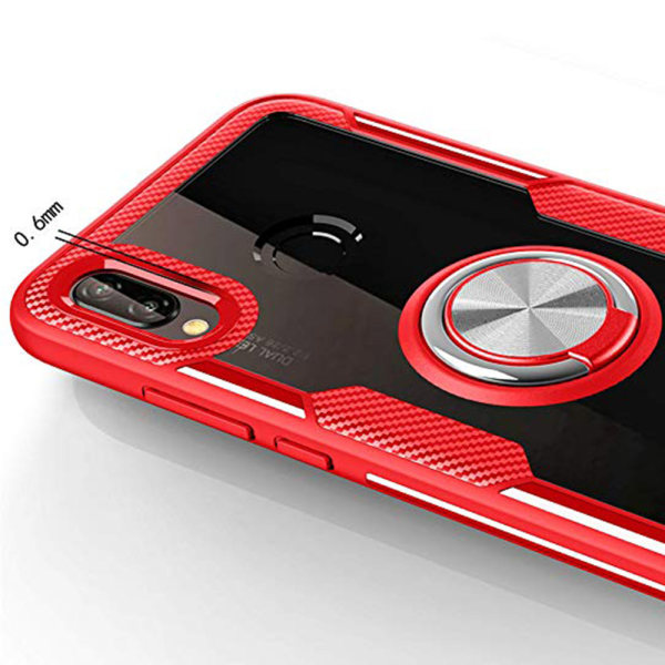 Stødabsorberende cover med ringholder - Samsung Galaxy A40 Röd/Silver
