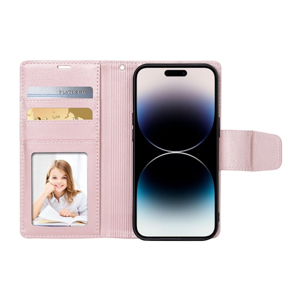 iPhone 16 Pro - Hanman Miluo 2-i-1 Plånboksfodral i Exklusivt PU-Läder Roséguld