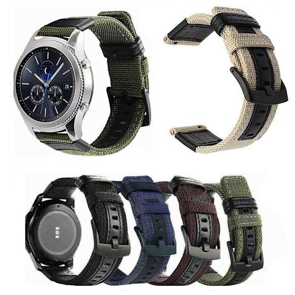 Stilsikkert Nylonarmbånd - Samsung Galaxy Watch S3 Frontier Kaffe 22mm