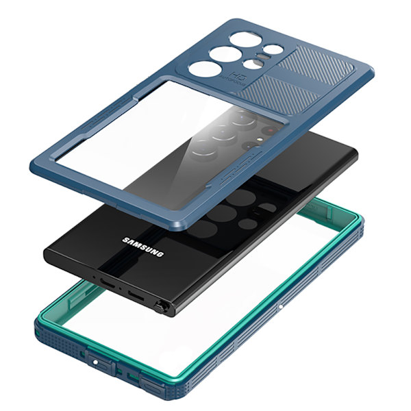 Samsung Galaxy S23 Ultra - Skyddande Vattentätt IP68 Skal Blå