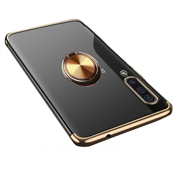Praktiskt Silikonskal Ringhållare - Samsung Galaxy A50 Guld