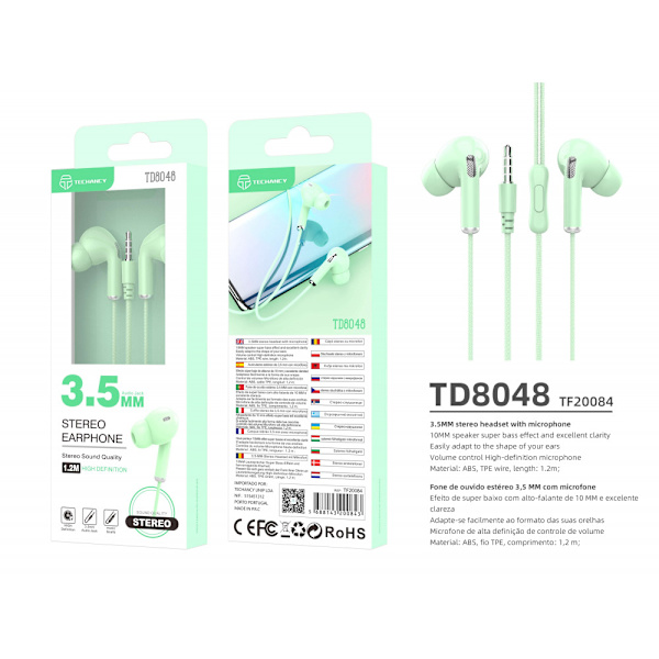 Upptäck Earphones Macaron 3rd Generation från Techansy Grön