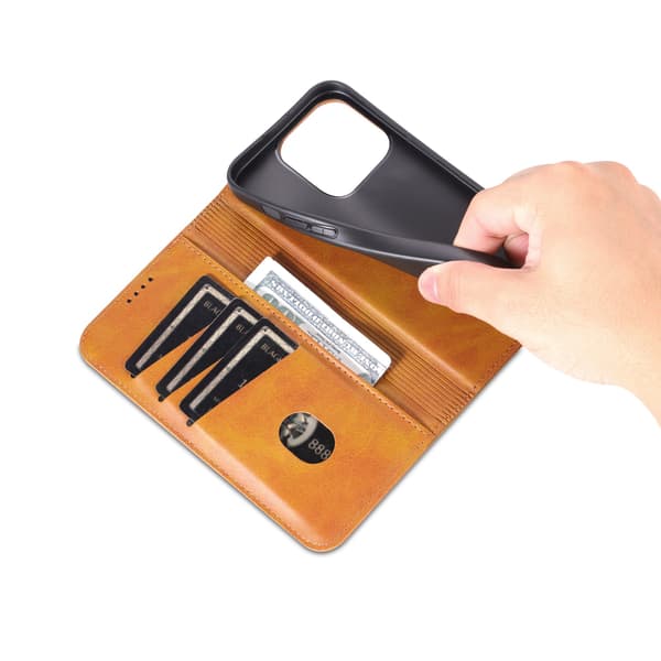 iPhone 15 pro max - Magnetisk Läderfodral med 3-kortfack Mörkgrön